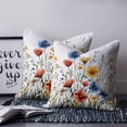 thumbnail image 2 of 20x20 Pillow Covers Set of 2, Red Blue Yellow Spring Floral Throw Pillow Covers Decorative Couch Cushion Case, Blooming Summer Botanical Microfiber Square Pillowcases for Bedroom Car Living Room, 2 of 7