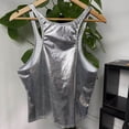 thumbnail image 6 of YLSDY Men's Metallic Shiny Cropped Tank Top, Trendy Slim Fit Camisole with Thin Straps for Nightclub and Streetwear Silver M, 6 of 9