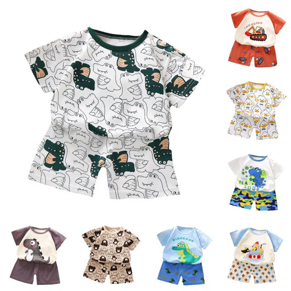 HCYSFG Girls Cartoon Graphic Outfit Sets 2 Piece Clothing Sets Crewneck Short Sleeve Raglan T Shirt And Shorts Matching Sets
