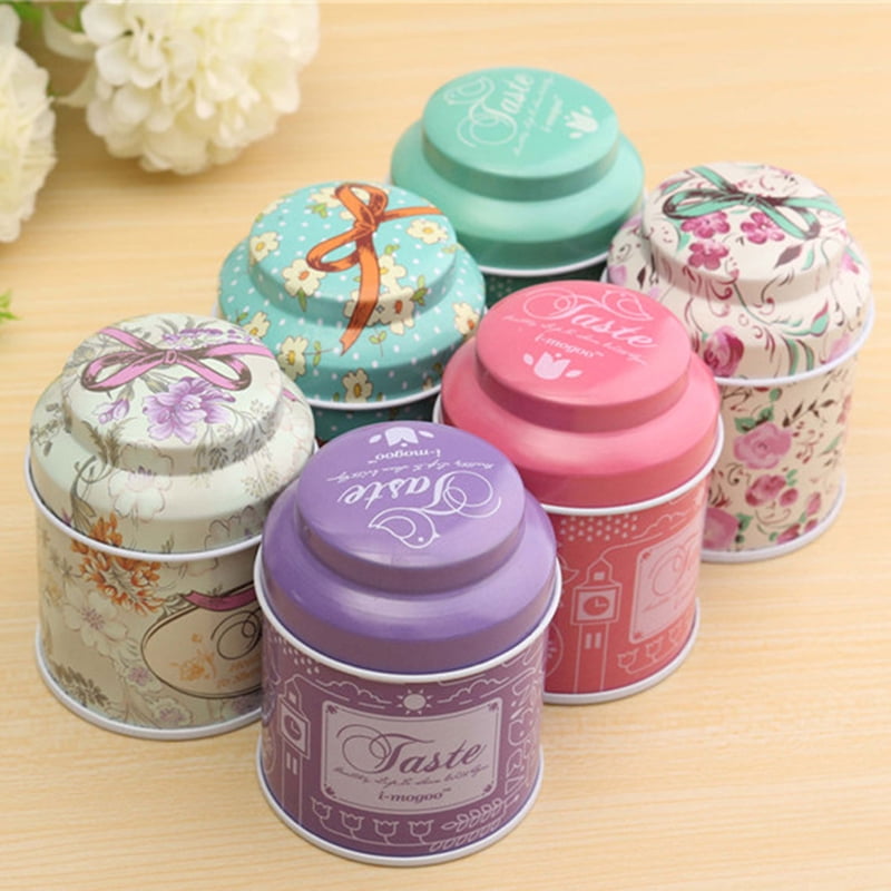 Flower Design Metal Sugar Coffee Tea Tin Jar Container Candy Sealed Cans Box ~! 