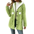 thumbnail image 6 of UQJfacai Fleece Jacket Women Faux Fur Trim Casual Button Up Fuzzy Hooded Long Sleeve Cardigan Sweaters Warm Sherpa Coat Outerwear, 6 of 8