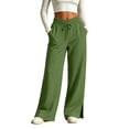 thumbnail image 2 of Comfy Sweatpants Women Ndbuld Women Fashion Trousers Full Pants Casual Straight Solid Color Loose Casual Wide Leg Pants Green M, 2 of 9