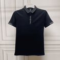 thumbnail image 4 of Ropa informal estética urbana, camisetas tipo polo para hombre lisas de Kpop, camisetas normales con cuello, camisetas elegantes negras nuevas para hombre, 4 of 5
