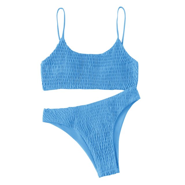 Birdeem Ensemble de Maillot de Bain Aguichant pour Femmes Style Bretelles Col Rond Couleur Unie Bikini