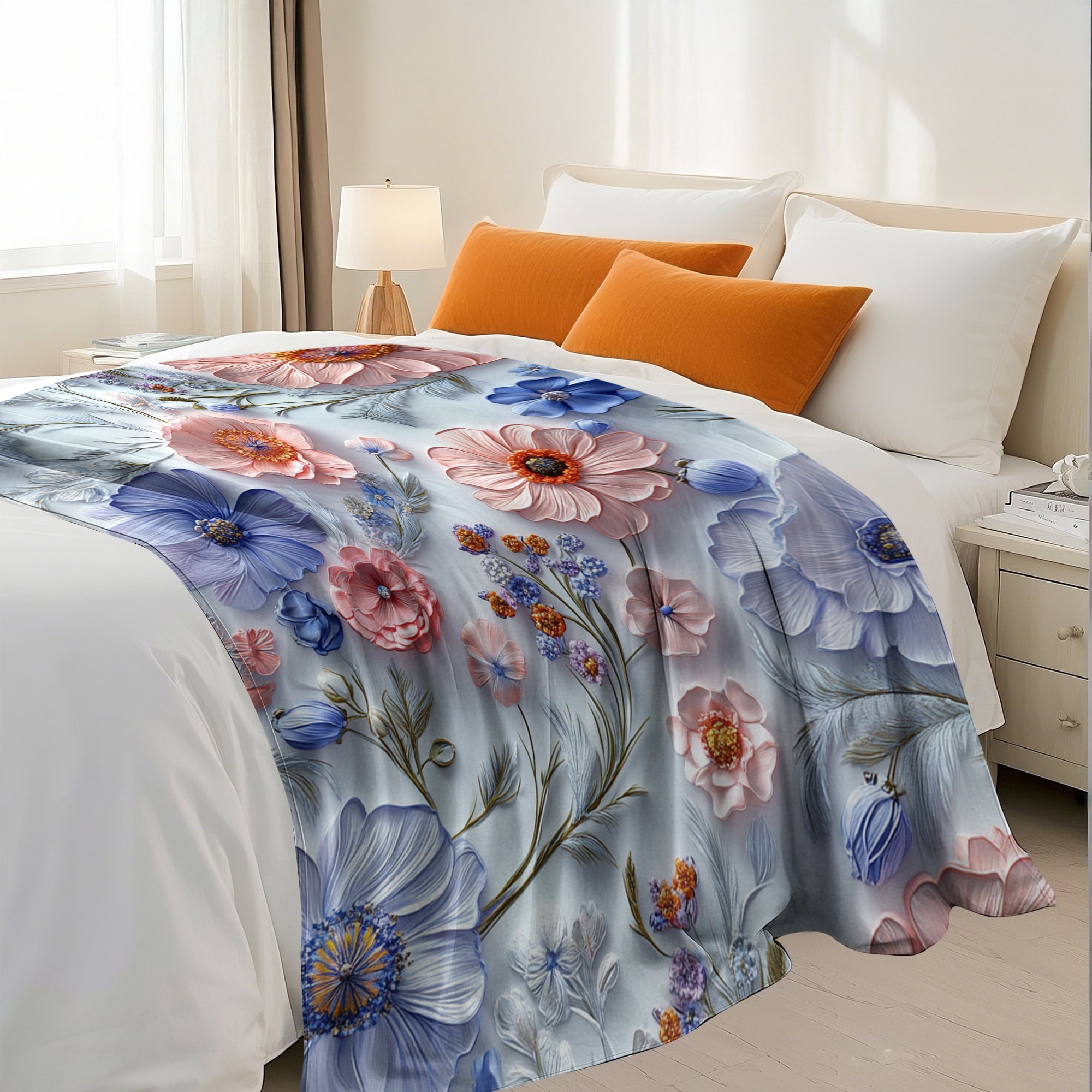 Flannel Fleece Throw Blanket, Soft Large Throw Blanket, Lightweight Cozy Plush Throw Blanket Fit Sofa Bed, 40"x50", Florals