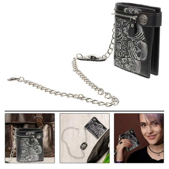 PTOOTP 1Pack Mens Punk Chain Wallet Multi Wallet with Chain for Outdoor Sports