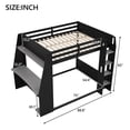 thumbnail image 4 of Mirightone Full over Full Bunk Bed with Gaming Desk and Storage Shelves, Full Wooden Gaming Bunk Bed with LED Light & Charging for Gamer - Black+Grey, 4 of 7