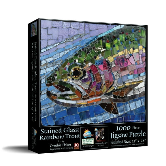 SUNSOUT INC - Stained Glass Rainbow Trout - 1000 pc Jigsaw Puzzle by Artist: Cynthie Fisher - Finished Size 23" x 28" - MPN# 70711