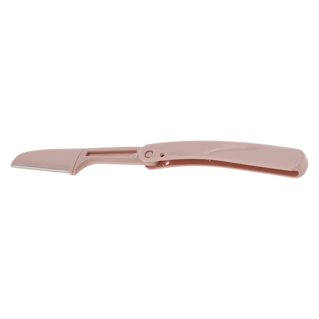 Rasurador de cejas portátil plegable único de 1 pieza para baño, viaje, hotel, inodoro, ABS blanco, acero inoxidable, rosa