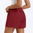 thumbnail image 4 of Only Moment Women's Casual Elastic Waist Lounge Shorts Blended Fabric Dressy Casual Elastic High Waisted,Comfy Lightweight Airy,Summer Shorts for Beach,Travel & Vacation Basketball Shorts Red,M, 4 of 6