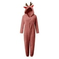 thumbnail image 5 of Ruyang Christmas Deer Ears Fleece Jumpsuit for Girls Winter Warm Fuzzy Hooded Onesie Zip Thermal Furry Bodysuit, 5 of 5