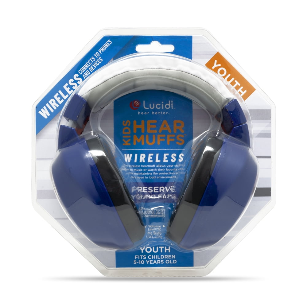 Lucid Hearing Bluetooth Hearmuffs for Kids (5-10 Years) - Hearing Protection NRR 13, Blue
