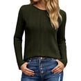 thumbnail image 2 of Long Sleeve Shirts for Women 2026 Spring Ribbed Crewneck Casual Basic Plain Tshirt Blouse Undershirt, 2 of 8