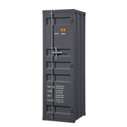 Industrial Style Metal Wardrobe with Recessed Door Front Gray - Saltoro Sherpi