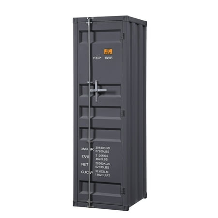 Industrial Style Metal Wardrobe with Recessed Door Front Gray - Saltoro Sherpi