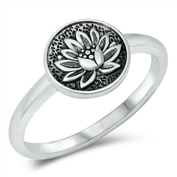 Lotus Bloom Peace Flower Ring .925 Sterling Silver Band Jewelry Female Male Unisex Size 5