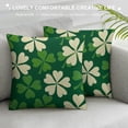 thumbnail image 3 of COMIO  St Patricks Day Pillow Covers Green White Clover Decor Throw Pillows Case for Couch Shamrocks Spring Indoor Outdoor Decorative Cushion Cases for Sofa Bed Decorations, 3 of 5