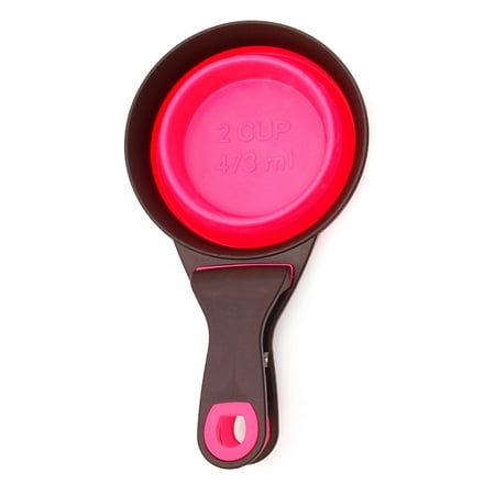 

Dog Scoop Food Bowl Sealing Clip 3 in 1 Collapsible Pet Silicone Measuring Cup for Food & Water 4oz 8oz 16oz Capacity