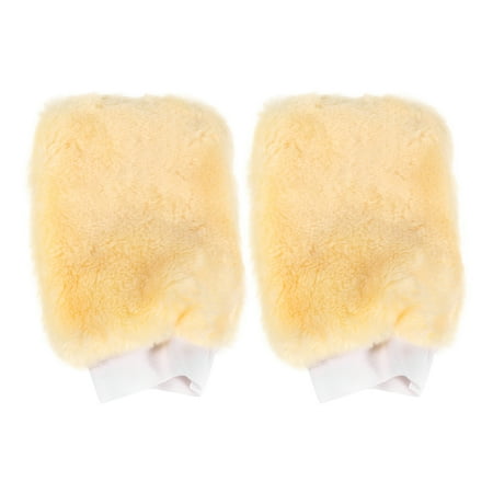 NUOLUX 2Pcs Imitation Wool Car Wash Mitt Double Side Car Wash Gloves Auto Cleaning Tool