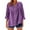 Purple, variant on JIUKE Blouses for Women 3/4 Length Sleeve Button down Shirts Dressy Casual V Neck Solid Color Tunic Tops