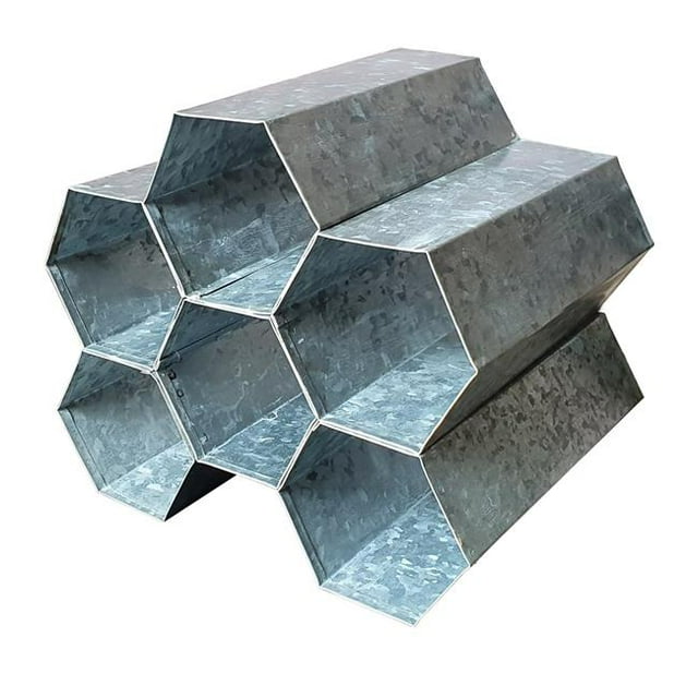 Benjara I457-AMC0020 9 x 10 x 8 in. Galvanized Metal Tabletop Rack with 6 Honeycomb Design Bottle Storage, Gray