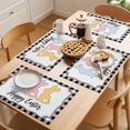 thumbnail image 5 of Happy Easter Placemats Set of 8 Cute Lovely Colorful Rabbits Black White Plaid Place Mats Indoor Wipeable Table Mats Washable Dining Table Placemats for Kitchen Holiday Party Home Decor 13x19 Inch, 5 of 9