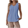thumbnail image 2 of Tank Tops for Women under $5 Sleeveless Cotton Linen Round Neck Casual Summer T-shirt Blue XL, 2 of 6