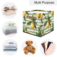 thumbnail image 4 of CURLYOOT 13 x 13 Inch Cube Storage Bin, Yellow Lemon Fabric Storage Cube Baskets, Farmhouse Plant Closet Shelves Foldable Bins with Leather Handles for Home Organizer, 4 of 7