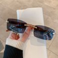thumbnail image 3 of Typpkmm Rectangle Fashion Rimless Sunglasses for Women Men Gangster 90s Frameless Shades Retro Vintage Trendy Wooden Frame Eyewear, 3 of 7