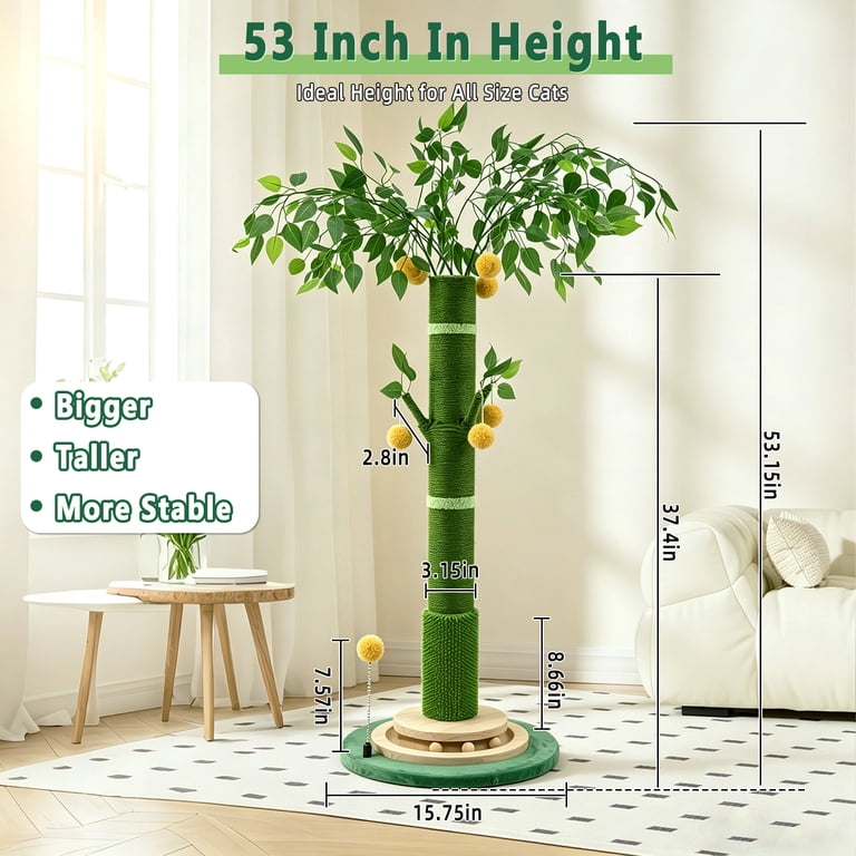 Zalalova 53" Extra Tall Cat Scratching Post with Interactive Toys photo 8