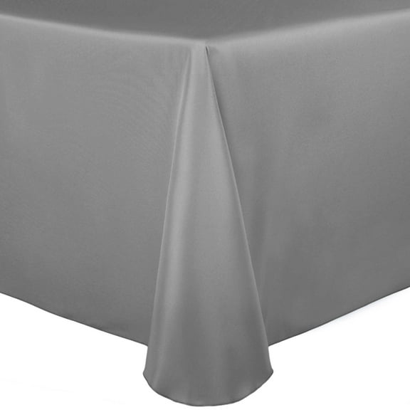 Ultimate Textile (3 Pack) Satin 60 x 84-Inch Oval Tablecloth - for Home Dining Tables, Pewter Charcoal Grey