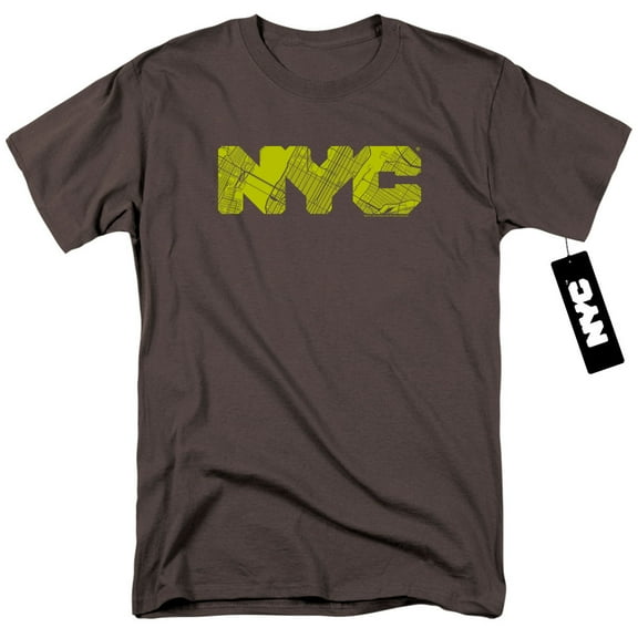 New York City Nyc Map Fill Adult 18/1 T-Shirt Charcoal