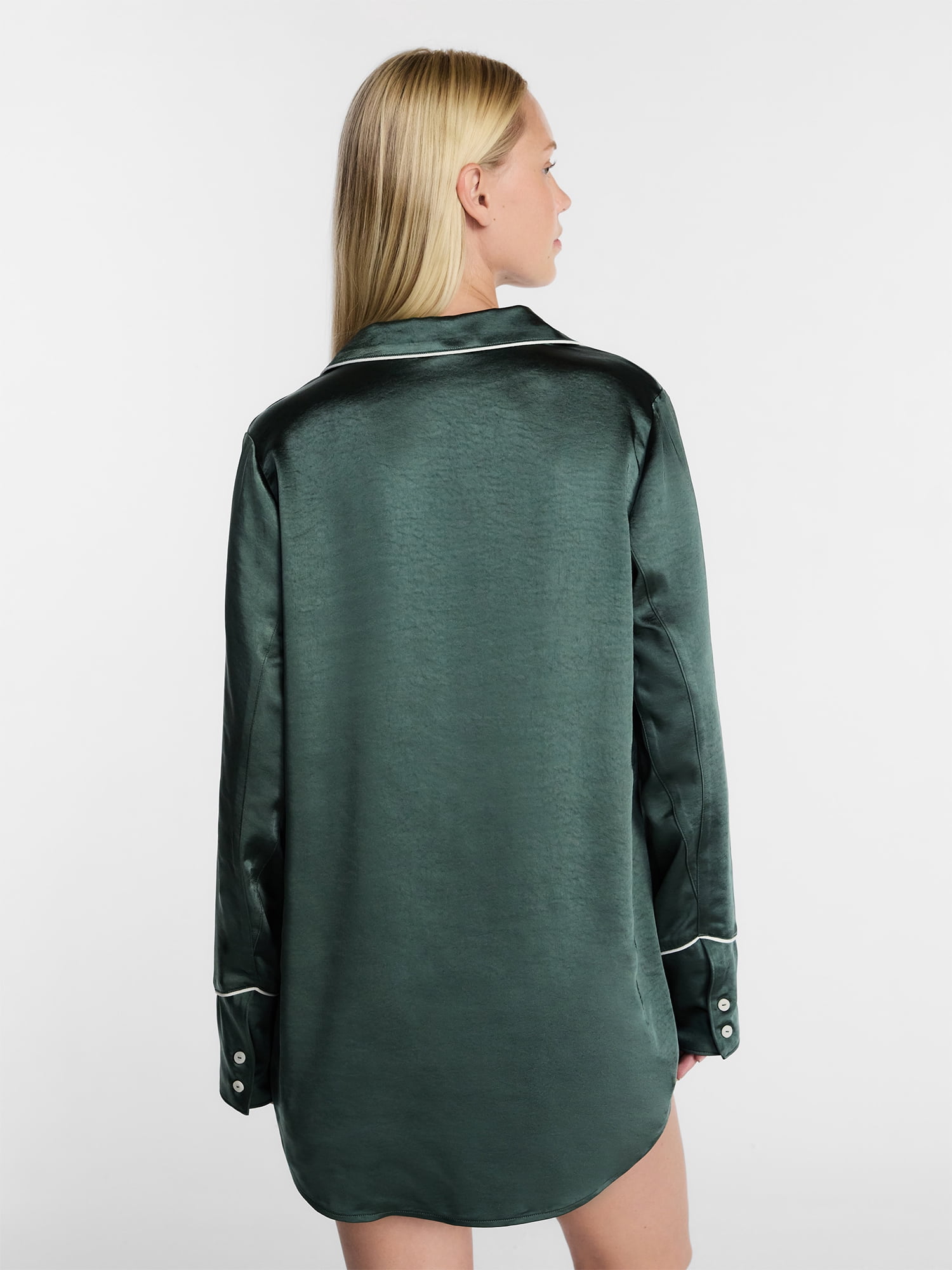 Kacey Lee Women's Satin Sleep Shirt with Long Sleeves, Size XS-XXL