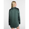 thumbnail image 3 of Kacey Lee Women's Satin Sleep Shirt with Long Sleeves, Size XS-XXL, 3 of 5