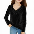 thumbnail image 6 of Tdoqot Girls Velvet T-Shirts- V-Neck Long Sleeve Soft Dressy Casual Party Tops Black Size 5, 6 of 6