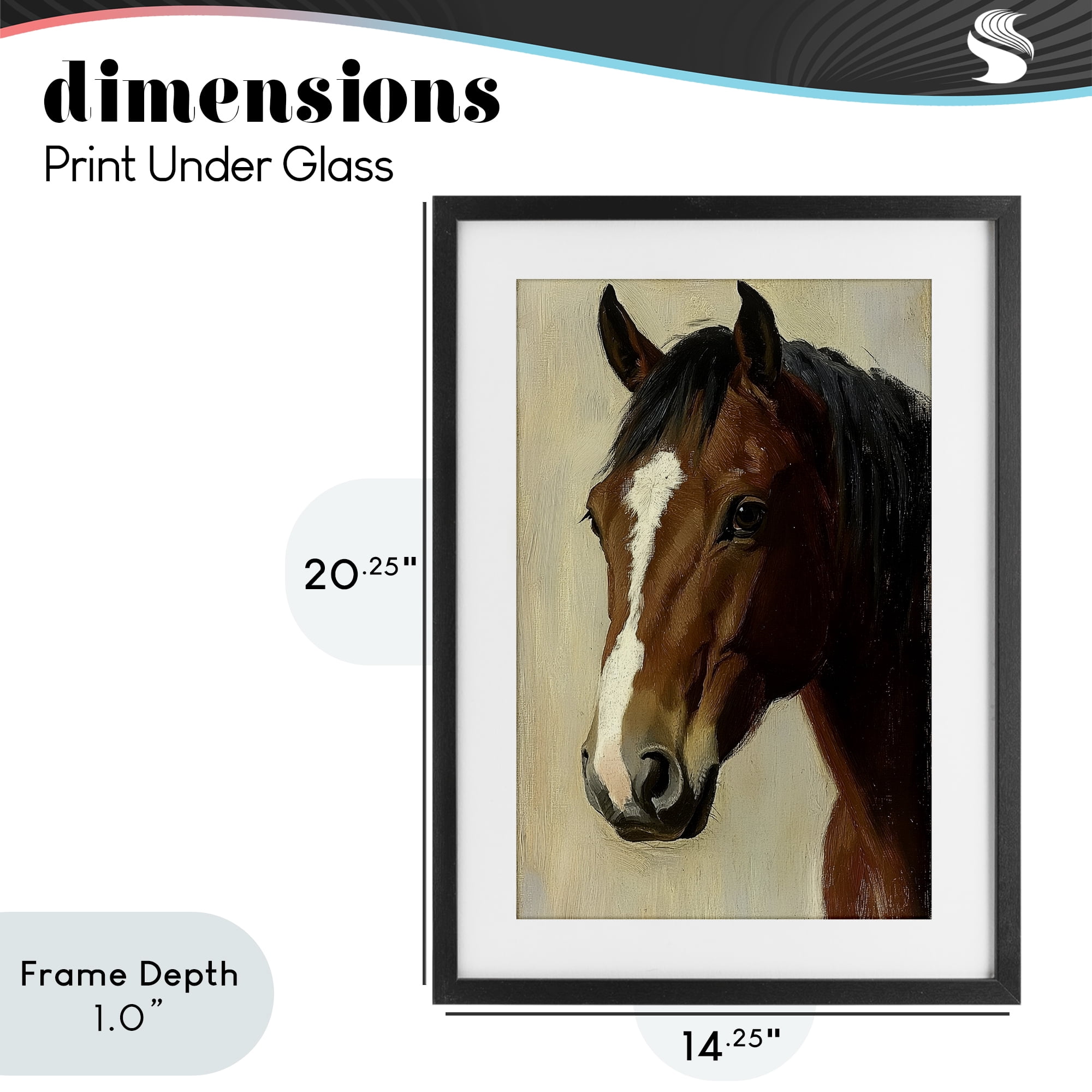 Stupell Industries Beautiful Brown Horse Portrait Black Framed Print Under Glass, design by Petal Prints Design