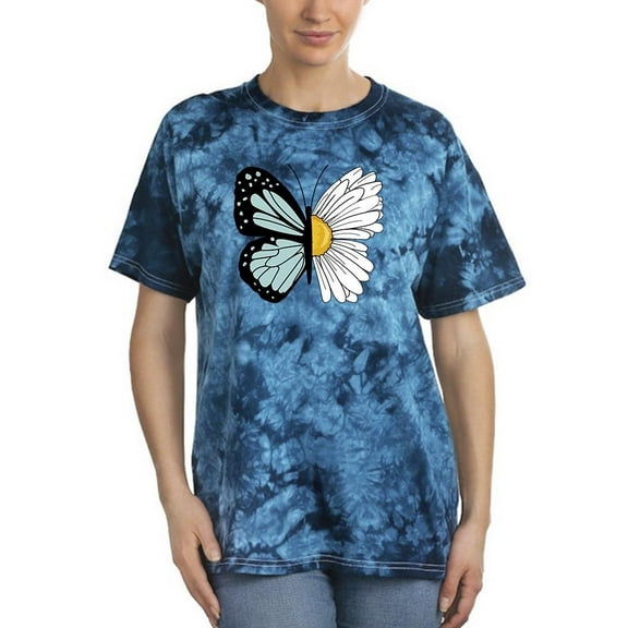 Half Butterfly Half Daisy Tie Dye Crystal Women -Image by Shutterstock, Female Large