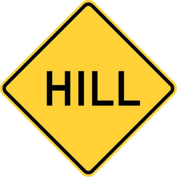 Vinyl Stickers - Hill - Safety and Warning Warehouse Signs Stickers - 3.5" x 5" - 3 Pack