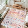 thumbnail image 3 of Jamfeel Area Rugs Boho Print Low Pile Washable Carpet Soft Non-slip Rug for Living Room Bedroom Kitchen 4'x6' Pink, 3 of 7