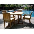 thumbnail image 4 of Teak Dining Set:4 Seater 5 Pc - 52" Round Table And 4 Giva Arm / Captain Chairs Outdoor Patio Grade-A Teak Wood WholesaleTeak #WMDSGV4, 4 of 4