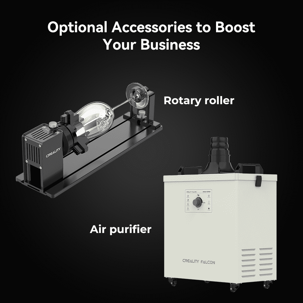 Creality Falcon2 Pro 60W Pro-safe Laser Engraver & Cutter Smart Camera & Air Assist & Auto Fan for Wood, Bamboo, Rubber Leather, Fabric, Acrylic, Plastic
