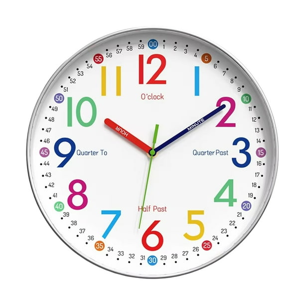 Reloj de Pared Digital de 12 Pulgadas con Diseño de para Niños, Reloj de Cuarzo con Gestión del Tiempo, Reloj Silencioso para Colgar en la Pared del Hogar, 30 cm