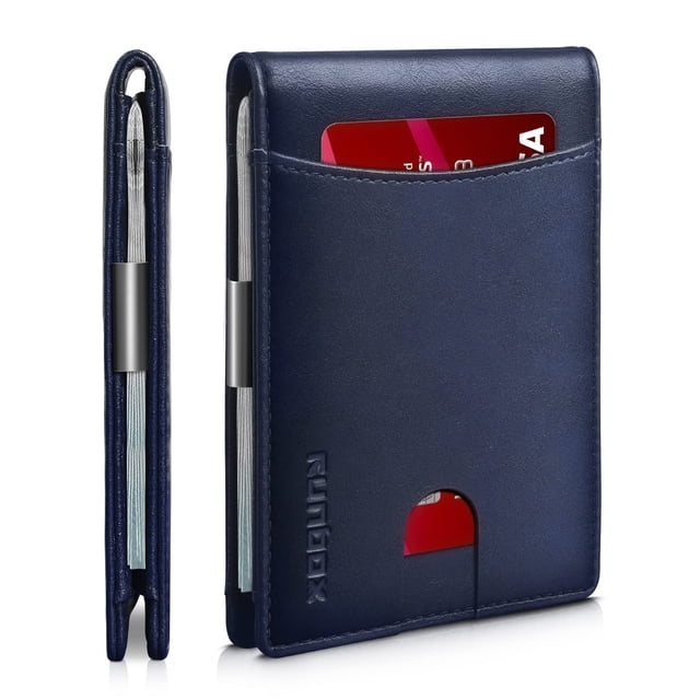 Billetera RUNBOX con Clip para Dinero Delgado y Bloqueo RFID para 11 Tarjetas
