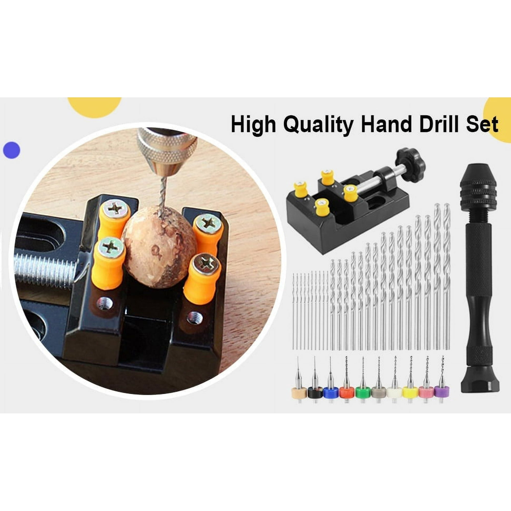 37 Pieces Hand Drill Tool Set Include Pin Vise Hand Drill with Miniature Drill Micro Mini Twist Drill Bit and Bench Vice Walmart