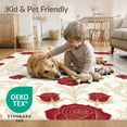 thumbnail image 4 of ODIKA 2'x3' Washable Throw Rug Circle Semi Vintage Blooms Delicate Foliage Border Semicircle for Hallway, Study Room, Non-Slip Low Profile, Flatwoven, 4 of 7
