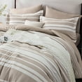 thumbnail image 5 of U by Bedsure Bed in a Bag Full Size 7 Pieces, Light Camel White Striped Bedding Comforter Sets All Season Bed Set, 2 Pillow Shams, Flat Sheet, Fitted Sheet and 2 Pillowcases, 5 of 7