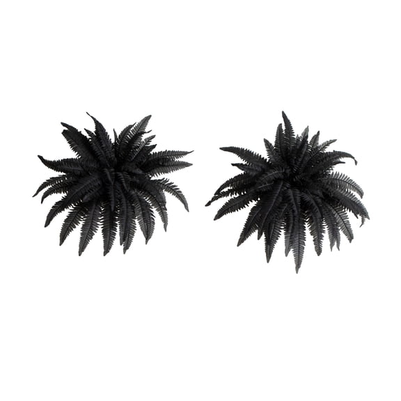 Nearly Natural Halloween Artificial Boston Ferns - 40" - Black - Set of 2