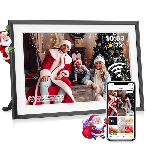 NUSICAN Digital Photo Frames, 10.1 inch Electric WiFi Digital Picture Frame with 32GB Memory, HD IPS Touch Screen, Auto Rotate, Wall Mountable, Easy Setup and Share Picture |Video via Free Uhale App