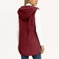 thumbnail image 4 of HAiming Fleece Vest Hooded Cardigan for Women Open Front Solid Color Sleeveless Soft Comfy Jacket Trendy Coats, 4 of 8