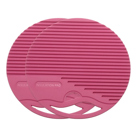 Uxcell 2 Pcs Silicone Trivet Mat 6.7" Round Trivets for Hot Pots and Pans Rose Red